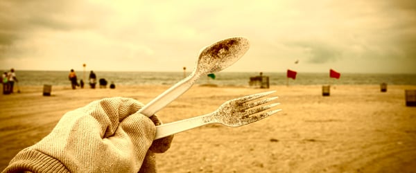 plastic utensils found on beach